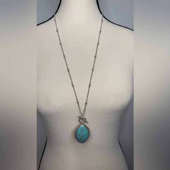Lucky Brand Jewelry - Lucky Brand Silver and Faux Turquoise Pendant Necklace
